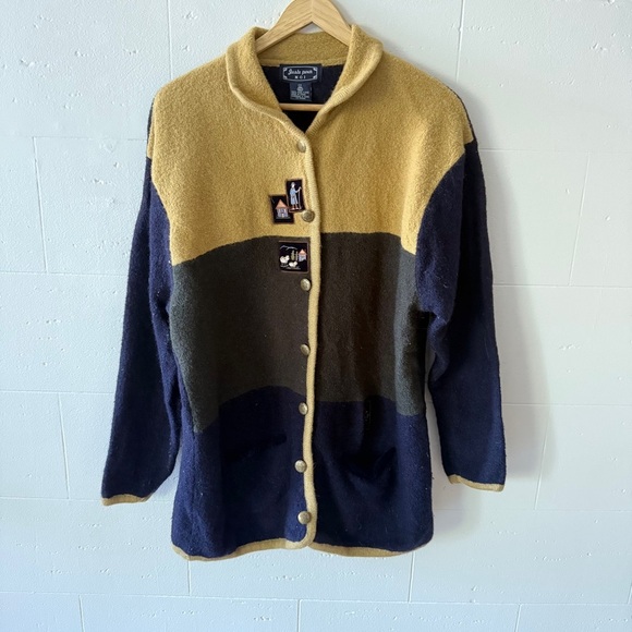 Juste Pour Moi Cottagecore Wool Cardigan with Embroidered Patches - Picture 2 of 10